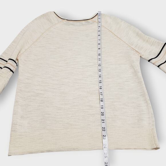 White + Warren Cream and Black Crew Neck Sweater - Picture 11 of 12